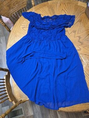 Royal Blue Lace Bodice Dress
